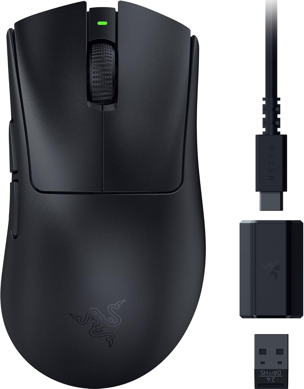 Razer DeathAdder V3 HyperSpeed Wireless 55g Lightweight Advanced 26K Optical Sensor Gen-3 Optical Switches USB C Charging Up to 100 Hr Battery - Black Razer DeathAdder V3 HyperSpeed Wireless 55g Lightweight Advanced 26K Optical Sensor Gen-3 Optical Switches USB C Charging Up to 100 Hr Battery - Black